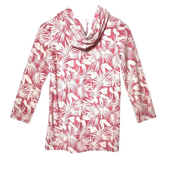 Girls Lands End Pink & Cream Tropical Print Tunic Hooded BeachCoverup Size Large - Picture 5 of 9